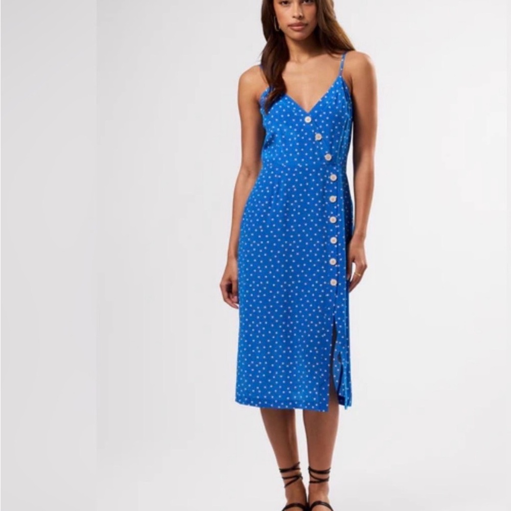 Amour Vert Lila Washable Silk Dress, Blue Dot, NWT (size Large)